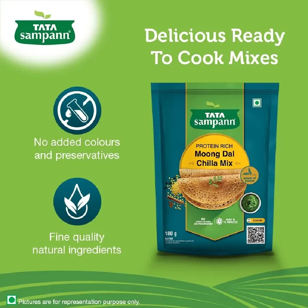 Tata Sampann Chilla Mix - Moong Dal-Hesaru Bele, 180 g-3.webp